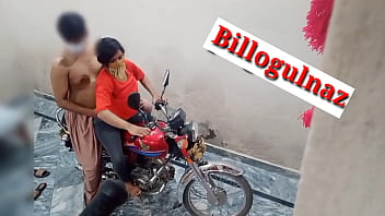 Desi stunner gets doggy style on a bike by her buddy
