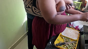 African wife of my friend getting orally sated in the kitchen