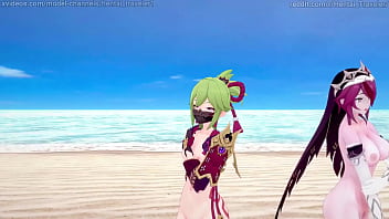 Anime porn movie featuring MMD toon of Rosaria and Kuki Shinobu