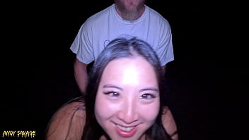 Bi-racial couple loves beachside oral and vaginal sensation at night