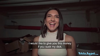 European ultra-cutie gives a blowjob and gets torn up in public