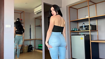 Pov video of step-sister's request for help in choosing jeans leads to powerful fuck-a-thon