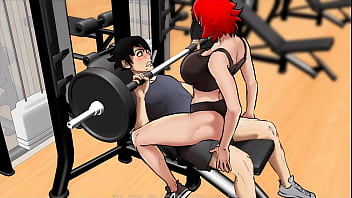 A university college girl is teased by gal college ladies in a gal dom manga porno game