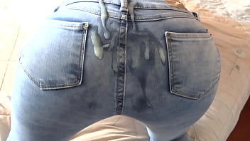 A mommy discovers her stepson jerking in her lingerie and consents to him orgasming on her butt-cheeks through her jeans