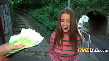 Mind-blowing girl's super-naughty outdoor casting with money and bang-out for money agent