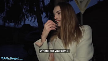 Alba Lala, a French agent, flaunts her petite mammories outdoors