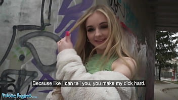 Public agent light-haired British cutie gives Pov deep-throat off and gets doggy style boned outdoors