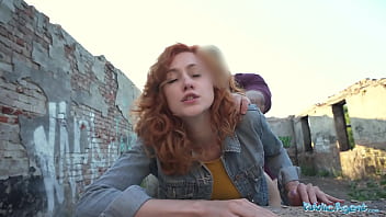 Public agent tempts and boinks a fantastic red-haired in a Pov outdoor encounter
